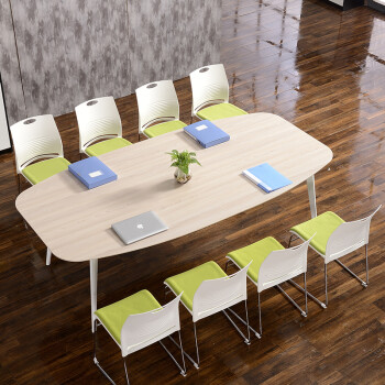 小型会议桌长桌6人-10人椭圆形简约现代板式员工培训洽谈办公桌 配套