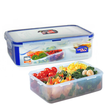 
                                        乐扣乐扣（LOCK&LOCK） 保鲜盒塑料储物盒HPL824C1.6L分隔餐盒饭盒便当盒                