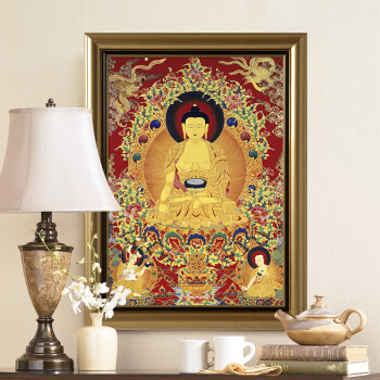
                                        墙蛙 佛佑唐卡玄关装饰画竖版现代中式客厅沙发背景墙画走廊过道壁画挂画 A款-释迦摩尼 51cmX71cm金色外框                