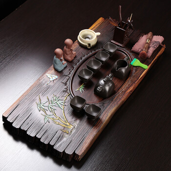 兰竹菊(竹影)功夫茶具套装黑檀木办公室简易紫