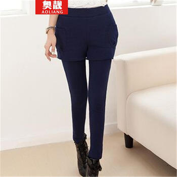 奥靓 2014<em>秋冬</em>大码假两件<em>加厚加绒短裤秋冬</em>女