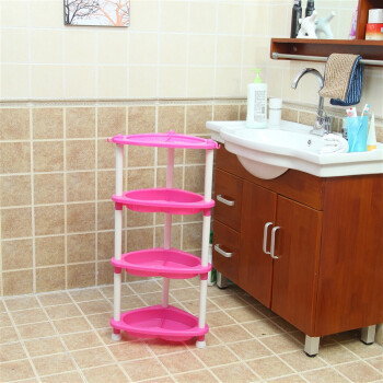 艾莱雅（ailaiya）多功能三角塑料浴室厨房多层收纳整理置物架B型（四层） 粉色 J1440B