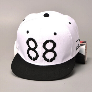 新款韩版帽子数字88刺绣遮阳男女时尚嘻哈棒球帽 88黑沿 白顶jx109