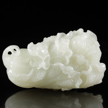 和田玉白菜手把件 百财 179.6克