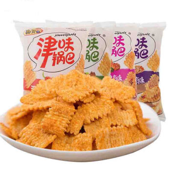 狗牙儿津味锅巴300g*3包香辣番茄烧烤味休闲零食膨化食品 烧烤味3包