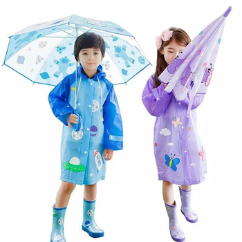 新款韩版时尚儿童雨衣 男童女童学生雨衣雨披雨鞋套装 环保EVA加厚宝宝小孩雨衣包邮 紫色蝴蝶雨衣+雨鞋两件套 L