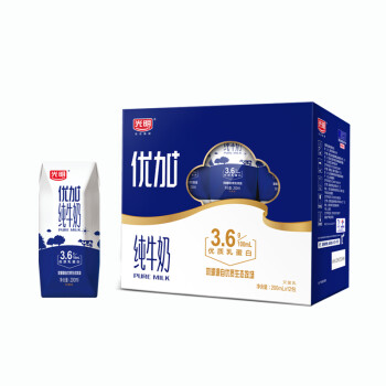 光明 优加纯牛奶200ml*12盒钻石装/礼盒装（3.6g乳蛋白/100ml）