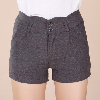 清盛锦 <em>秋冬</em>新款女式直筒显瘦纯色毛呢<em>短裤</em>靴