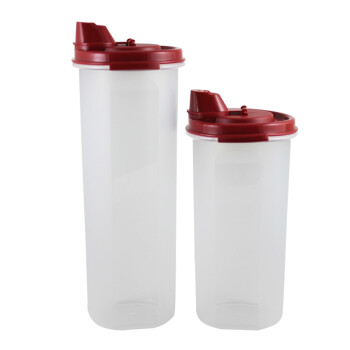 特百惠Tupperware 防漏大中油壶2件套 经典红 890ml&650ml组合