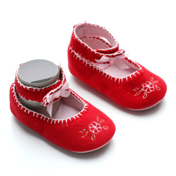 喜安贝 0-1岁女宝宝防滑软底学步鞋婴儿透气布