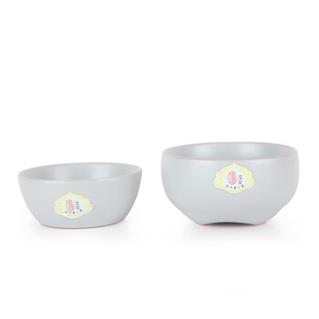 东道汝窑功夫茶杯 景德镇开片陶瓷对杯组品茗杯子 经典喜乐坐禅杯组对杯 新款礼盒装 月白色