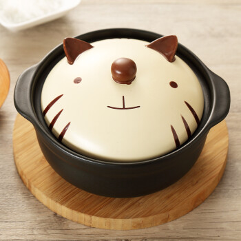 贝瑟斯 萌厨系列 韩式陶瓷砂锅煲汤煲粥家用 1.2L平底砂锅 小猫