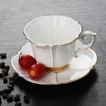 洁雅杰咖啡杯套装 咖啡杯碟欧式描金咖啡杯碟2件套(一杯一碟)英式红茶杯 宫廷