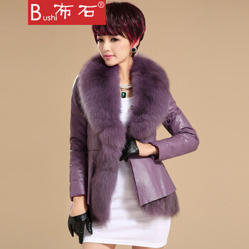 布石2014秋冬新款<em>女装真皮羽绒服</em>皮草皮衣 女