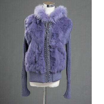 2014新款海宁皮草<em>女款兔毛</em>皮草编织外套 狐狸