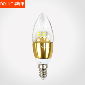 
                                        得利来高亮LED灯泡3W5W/7W9W拉尾蜡烛灯泡螺口E14尖泡水晶吊灯光源LP0501 5W金色-尖泡 暖光                