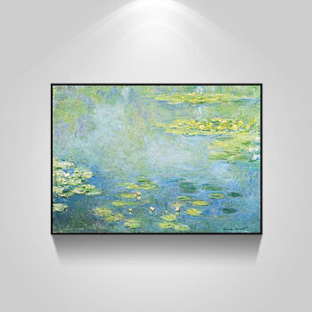 
                                        乐逸北欧客厅装饰画沙发背景墙画餐厅挂画卧室玄关壁画莫奈风景 莫奈睡莲LXA 70x50cm雅白色画框                