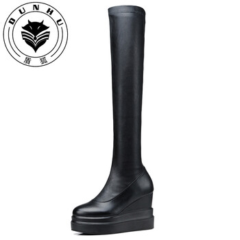 盾狐 女靴冬季新品时尚过膝长靴韩版头层牛皮