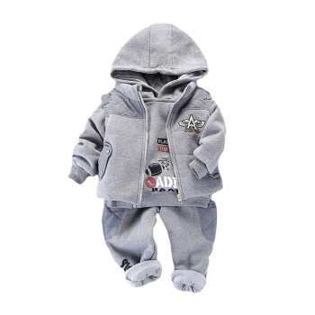 0-1岁男女宝宝加厚保暖卫衣套装 婴幼儿冬季棉