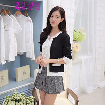 紫昙花2014秋冬新款<em>针织</em>衫<em>开衫女毛衣</em>韩版修