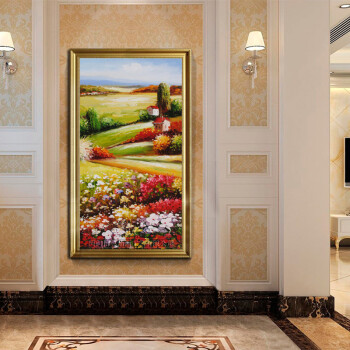 
                                        玄关装饰画竖画走廊壁画手绘油画单幅有框画欧式挂画风景画立体画 50年不褪色 50*70厘米                