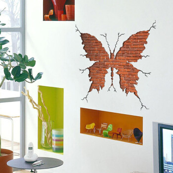 春之北纬3D蝴蝶造型裂墙立体墙贴 现代卧室客