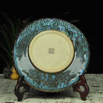 钧瓷器 礼品 省大师 张二伟 御鼎钧窑 赏盘 3*27*27cm h0867