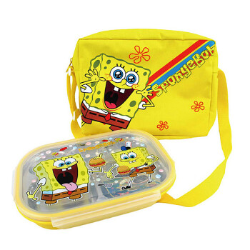 
                                        SPONGEBOBSQUAREPANTS 海绵宝宝儿童小学生餐盘分格不锈钢保温饭盒                