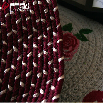 
                                        芦苇 手工硬底圆形玫瑰麻编地垫客厅卧室电脑椅垫地毯 直径75cm圆形                