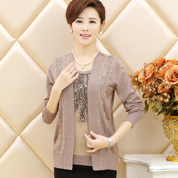 2014中老年女装秋装针织衫<em>女开衫毛衣</em>大码妈