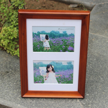 
                                                            约美 实木相框创意两孔相框 创意组合相框 儿童 亲子 情侣创意6寸相架相框 棕色 12寸                