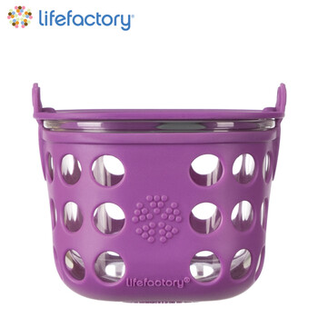 lifefactory美国进口玻璃饭盒环保耐热食品盒475ml 越橘果色