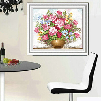 青苇 钻石画 十字钻绣 花卉 粉红玫瑰 H-3029/W-0052 69CM*59CM
