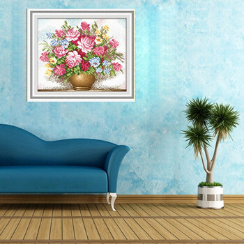 青苇 钻石画 十字钻绣 花卉 粉红玫瑰 H-3029/W-0052 69CM*59CM