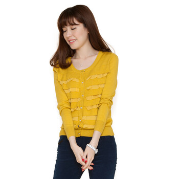 <em>欧丝璐</em> 2014<em>秋冬</em>新品<em>羊毛混纺</em>雪纺拼接羊毛衫