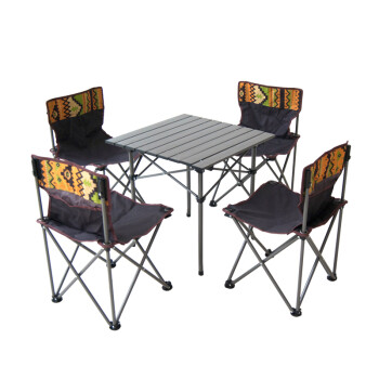 沃特曼Whotman户外折叠桌椅套装折叠餐桌宣传桌野餐桌铝合金桌椅五件套WT2277