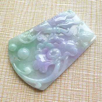 翡翠春彩蝶恋花吊坠 24.23g 大韵福翡翠