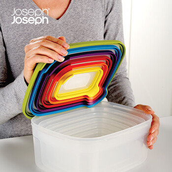 
                                        英国Joseph Joseph厨彩食品级塑料保鲜盒六件套 多尺寸橱柜抽屉收纳整理套装                