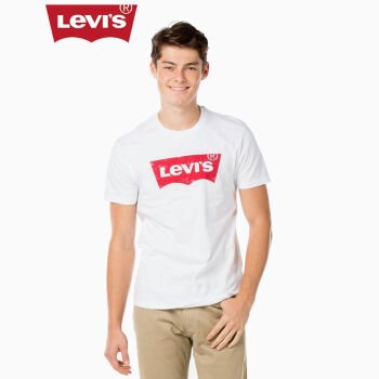 levi"s李维斯夏季男士logo印花白色圆领短袖t恤17783-0197 白色 s