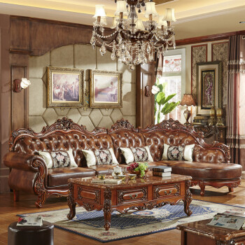 欧式真皮沙发 皮沙发 客厅 复古沙发 美式真皮沙发欧式实木沙发 简美
