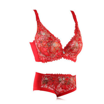 深V性感内衣 刺绣聚拢<em>调整型文胸</em>女<em>套装</em>T150