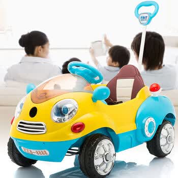 孩智堡儿童电动车遥控汽车童车四轮车摇摆推车卡通车小孩玩具电瓶车车