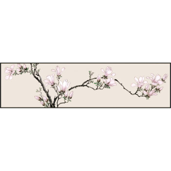 书法字画文征明卷郎世宁百蝶图有框装饰花卉图 白玉兰黑色框40*150cm