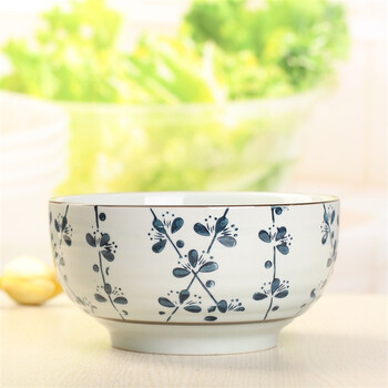 
                                        
                                        山田烧汤碗 陶瓷碗(7英寸)釉下彩日式面碗大汤碗(1只装) 梅花                
