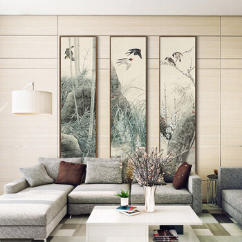 
                                        墙蛙 四君子中式客厅装饰画沙发背景墙壁画竖版玄关国画无框画梅兰竹菊 四联-梅兰竹菊 32cmX132cm                