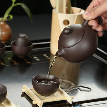 
                                        麦陶 原矿紫砂功夫茶具套装 电磁炉四合一黑檀木木实木茶盘整套 套装一行云流水(原矿紫砂西施)                