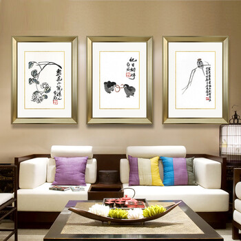 
                                        吉运来客厅装饰画现代简约卧室壁画餐厅挂画玄关墙画有框齐白石2 香槟银CY010-04 外框尺寸57*70cm                
