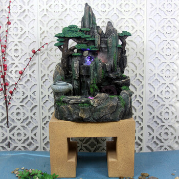 客厅雾化加湿器 假山流水喷泉流水大型鱼缸 风水轮工艺品 乔迁开业招财摆件