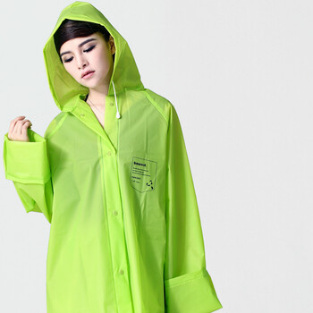 bearcat EVA半透明磨砂感户外雨衣 男女士情侣长款时尚雨衣雨披 儿童雨衣 1100 成人套装-绿色 L