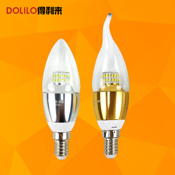 
                                        得利来高亮LED灯泡3W5W/7W9W拉尾蜡烛灯泡螺口E14尖泡水晶吊灯光源LP0501 5W金色-尖泡 暖光                
